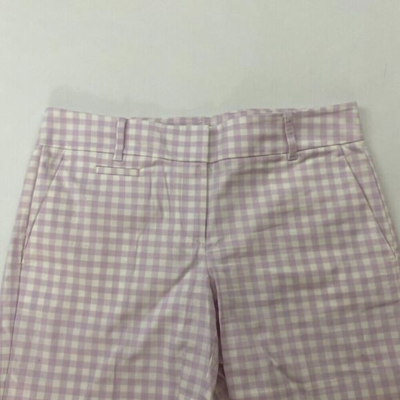 NWT Ann Taylor Purple White Gingham Plaid Chino Shorts Flat Front Size 4 Stretch - Picture 4 of 10